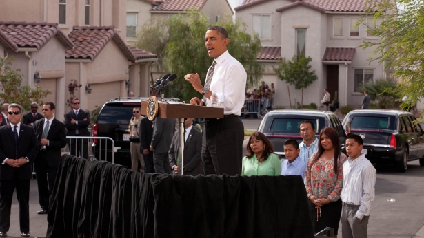 President Obama delivers a statement on housing in Las Vegas, NV